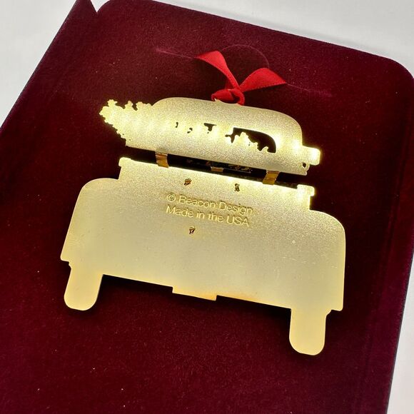 Beacon Design Holiday Pickup Dog Red Truck Tree USA Brass Christmas Ornament - Picture 5 of 7